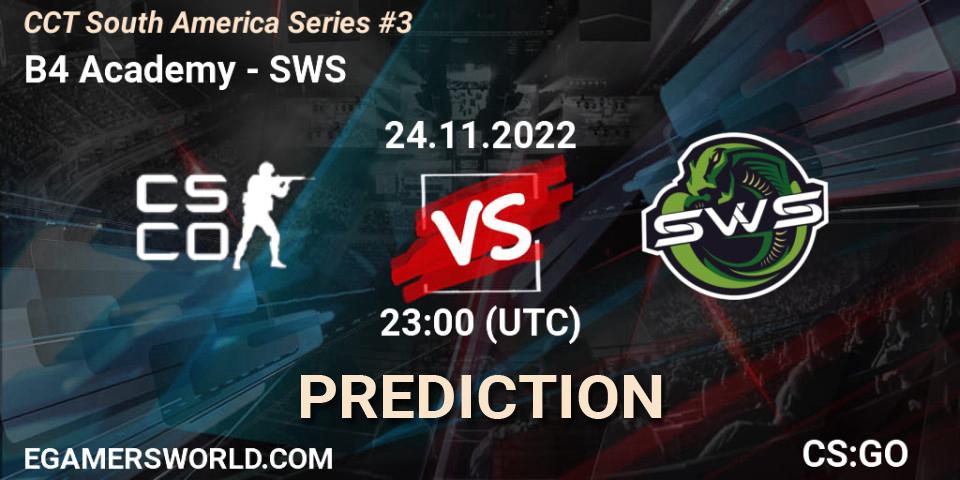 B4 Academy - SWS: ennuste. 24.11.2022 at 23:50, Counter-Strike (CS2), CCT South America Series #3