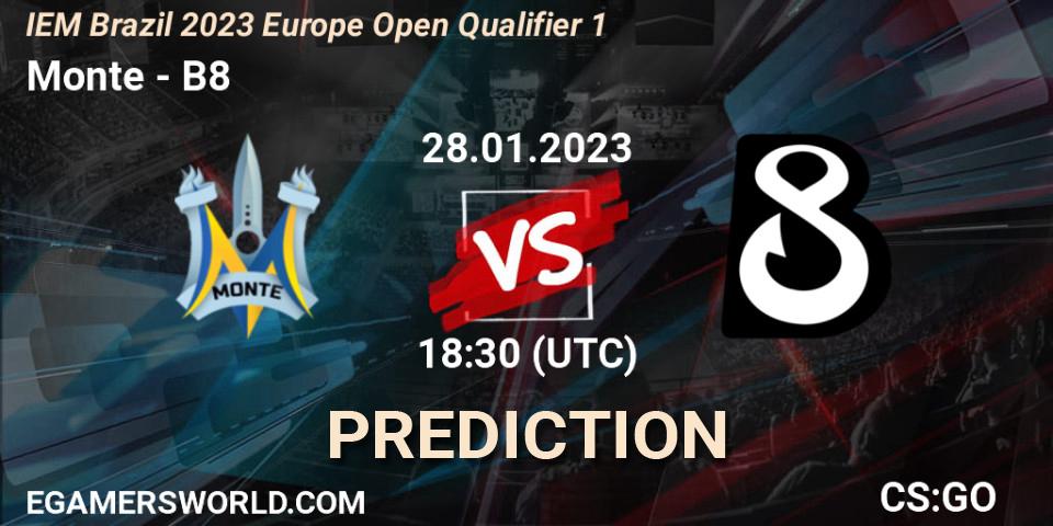 Monte - B8: ennuste. 28.01.2023 at 18:30, Counter-Strike (CS2), IEM Brazil Rio 2023 Europe Open Qualifier 1