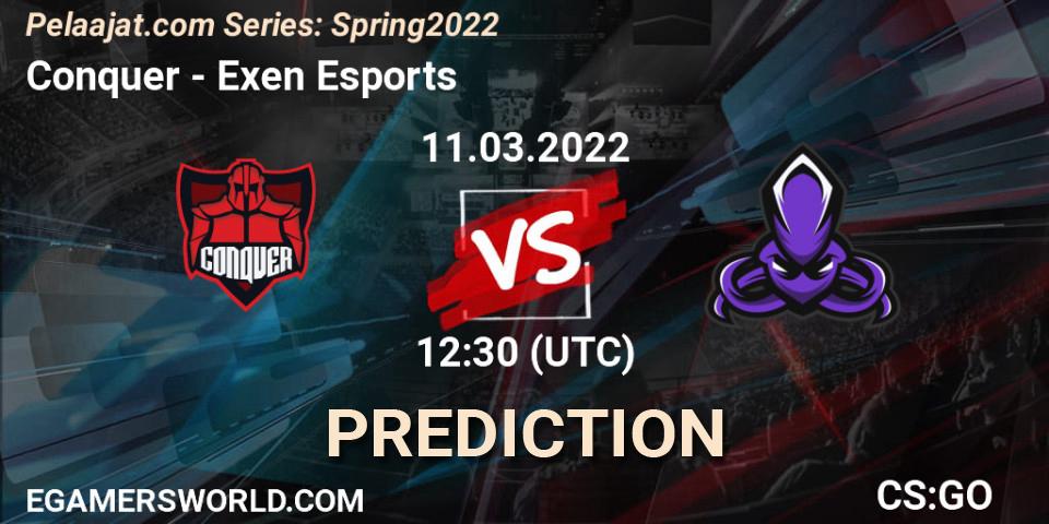 Conquer - Exen Esports: ennuste. 11.03.2022 at 12:30, Counter-Strike (CS2), Pelaajat.com Series: Spring 2022