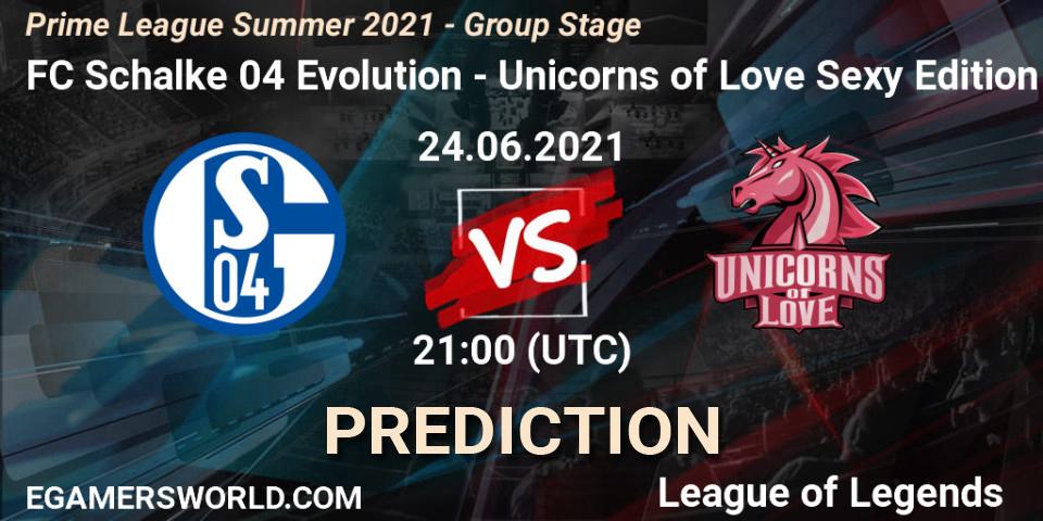 FC Schalke 04 Evolution - Unicorns of Love Sexy Edition: ennuste. 24.06.21, LoL, Prime League Summer 2021 - Group Stage