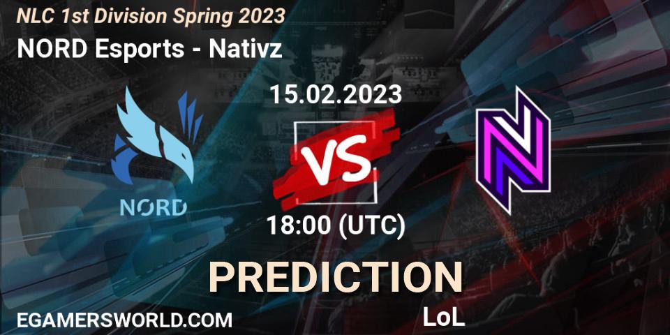 NORD Esports - Nativz: ennuste. 15.02.2023 at 18:00, LoL, NLC 1st Division Spring 2023