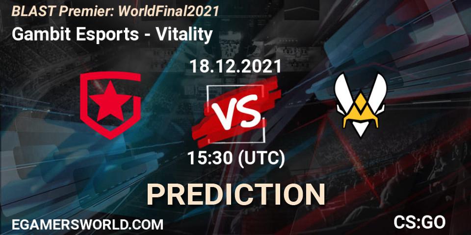 Gambit Esports - Vitality: ennuste. 18.12.2021 at 15:30, Counter-Strike (CS2), BLAST Premier: World Final 2021