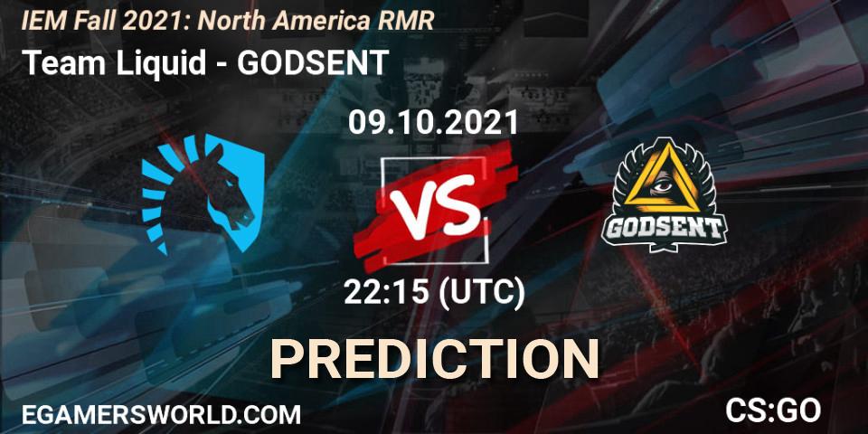 Team Liquid - GODSENT: ennuste. 09.10.2021 at 22:15, Counter-Strike (CS2), IEM Fall 2021: North America RMR