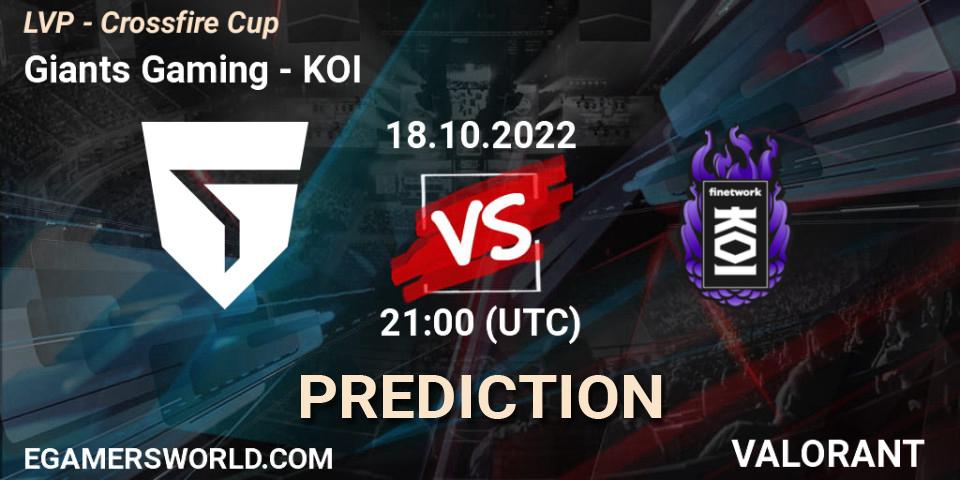Giants Gaming - KOI: ennuste. 26.10.2022 at 15:00, VALORANT, LVP - Crossfire Cup