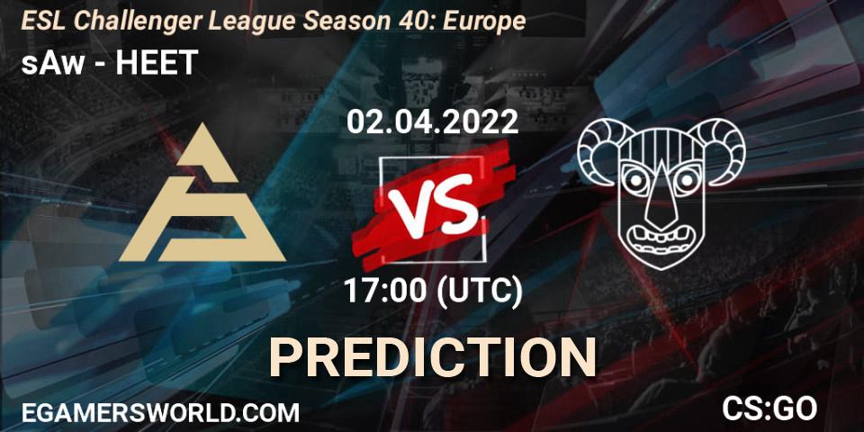 sAw - HEET: ennuste. 02.04.2022 at 17:00, Counter-Strike (CS2), ESL Challenger League Season 40: Europe