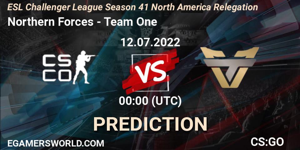 Northern Forces - Team One: ennuste. 12.07.2022 at 00:00, Counter-Strike (CS2), ESL Challenger League Season 41 North America Relegation