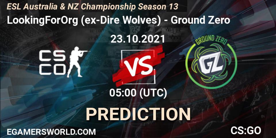LookingForOrg (ex-Dire Wolves) - Ground Zero: ennuste. 23.10.21, CS2 (CS:GO), ESL Australia & NZ Championship Season 13