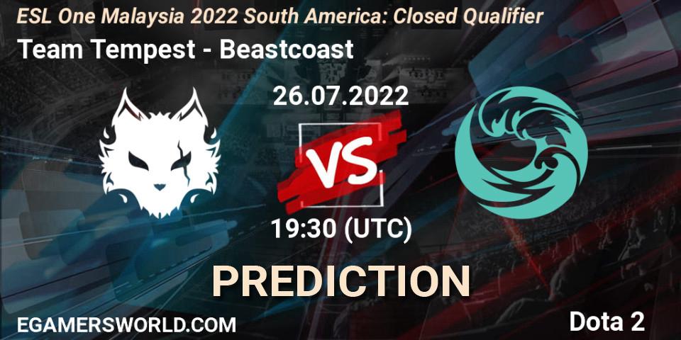 Team Tempest - Beastcoast: ennuste. 26.07.2022 at 19:34, Dota 2, ESL One Malaysia 2022 South America: Closed Qualifier