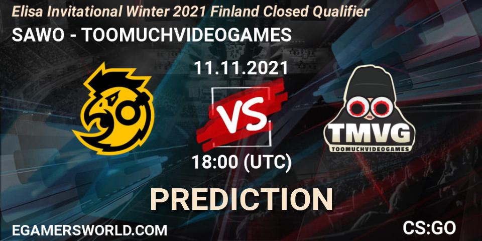 SAWO - TOOMUCHVIDEOGAMES: ennuste. 11.11.2021 at 18:00, Counter-Strike (CS2), Elisa Invitational Winter 2021 Finland Closed Qualifier