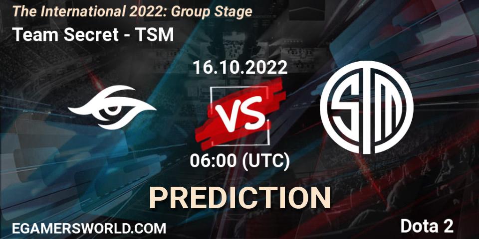 Team Secret - TSM: ennuste. 16.10.22, Dota 2, The International 2022: Group Stage