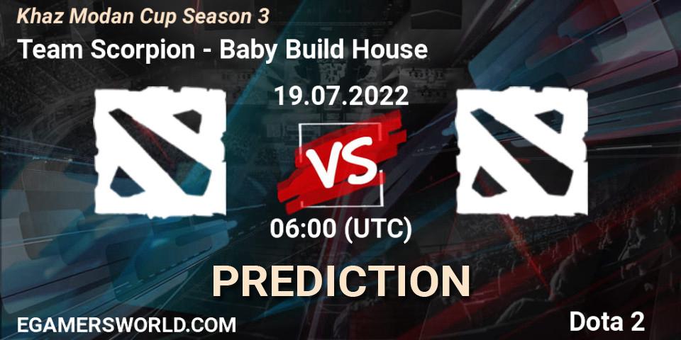 Team Scorpion - Baby Build House: ennuste. 19.07.2022 at 05:57, Dota 2, Khaz Modan Cup Season 3