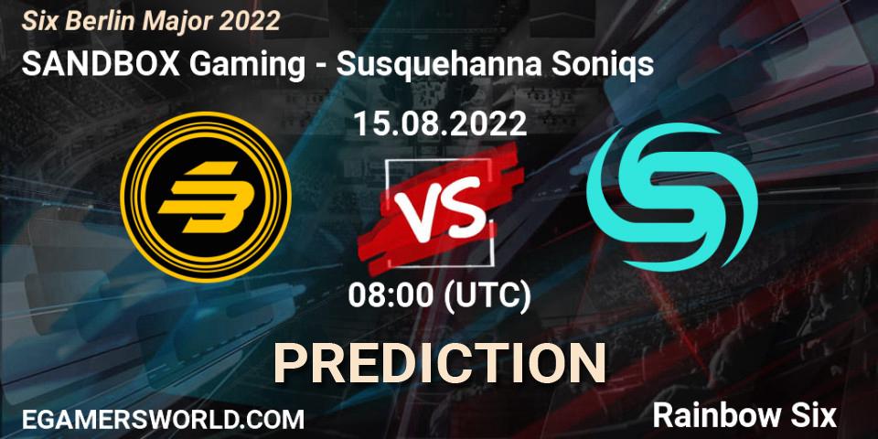 SANDBOX Gaming - Susquehanna Soniqs: ennuste. 17.08.22, Rainbow Six, Six Berlin Major 2022
