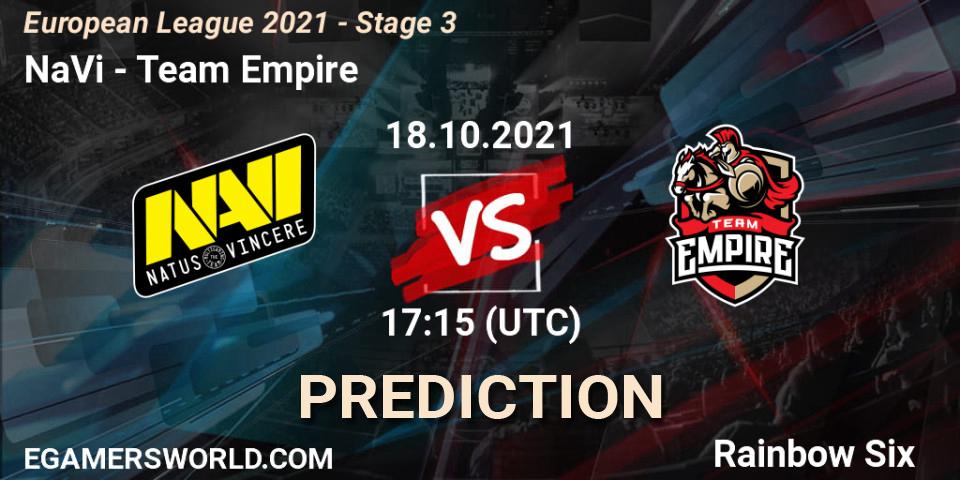 NaVi - Team Empire: ennuste. 21.10.21, Rainbow Six, European League 2021 - Stage 3