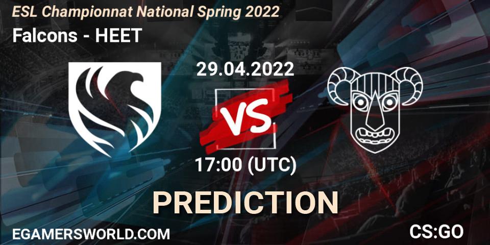 Falcons - HEET: ennuste. 29.04.2022 at 17:00, Counter-Strike (CS2), ESL Championnat National Spring 2022