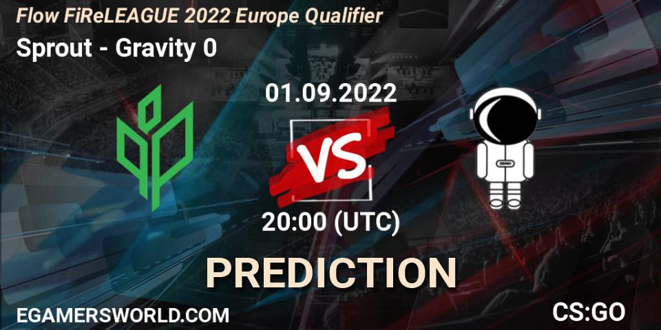Sprout - Gravity 0: ennuste. 01.09.2022 at 19:40, Counter-Strike (CS2), Flow FiReLEAGUE 2022 Europe Qualifier