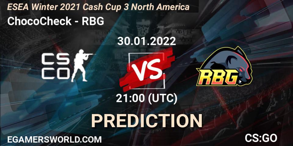 ChocoCheck - RBG: ennuste. 30.01.22, CS2 (CS:GO), ESEA Cash Cup: North America - Winter 2022 #3