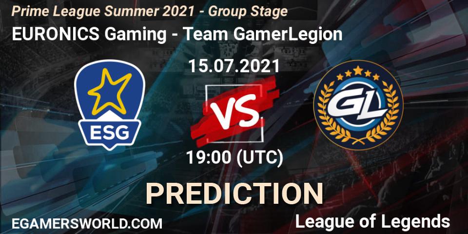 EURONICS Gaming - Team GamerLegion: ennuste. 15.07.21, LoL, Prime League Summer 2021 - Group Stage