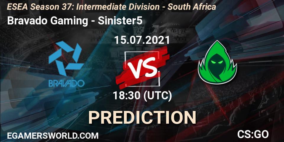 Bravado Gaming - Sinister5: ennuste. 15.07.21, CS2 (CS:GO), ESEA Season 37: Intermediate Division - South Africa