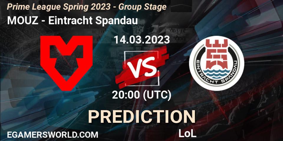 MOUZ - Eintracht Spandau: ennuste. 14.03.2023 at 19:00, LoL, Prime League Spring 2023 - Group Stage