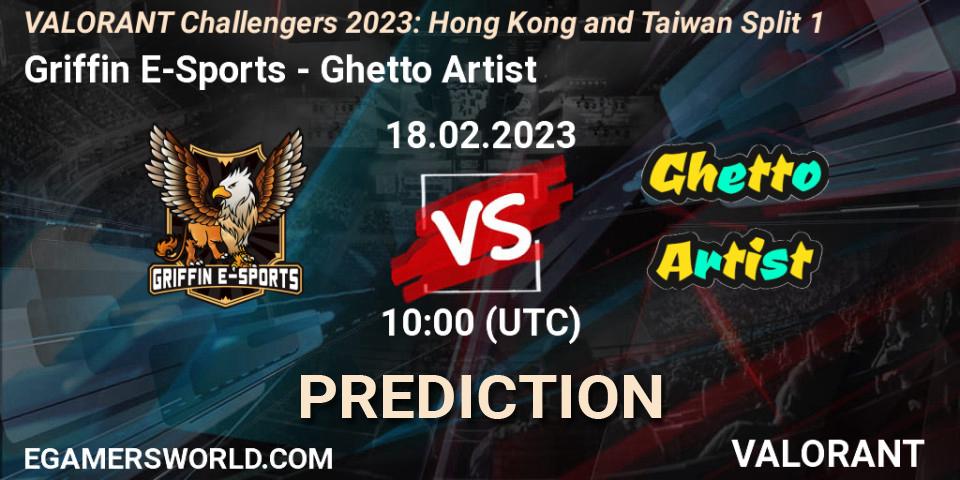 Griffin E-Sports - Ghetto Artist: ennuste. 18.02.2023 at 10:00, VALORANT, VALORANT Challengers 2023: Hong Kong and Taiwan Split 1