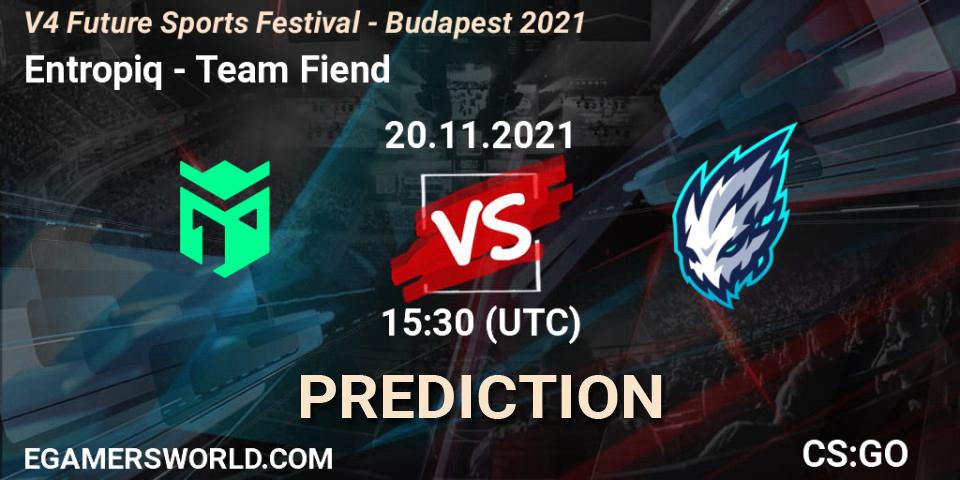 Entropiq - Team Fiend: ennuste. 20.11.2021 at 15:30, Counter-Strike (CS2), V4 Future Sports Festival - Budapest 2021