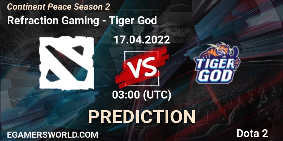 Refraction Gaming - Tiger God: ennuste. 17.04.2022 at 03:04, Dota 2, Continent Peace Season 2 