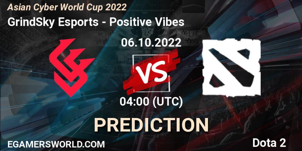 GrindSky Esports - Positive Vibes: ennuste. 06.10.2022 at 04:06, Dota 2, Asian Cyber World Cup 2022