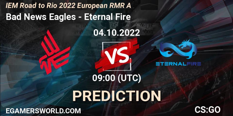 Bad News Eagles - Eternal Fire: ennuste. 04.10.22, CS2 (CS:GO), IEM Road to Rio 2022 European RMR A