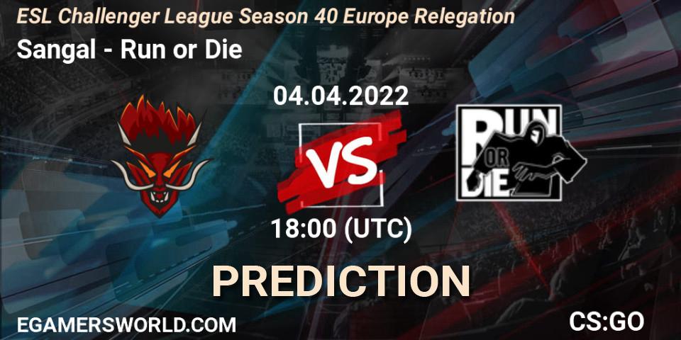Sangal - Run or Die: ennuste. 04.04.2022 at 17:15, Counter-Strike (CS2), ESL Challenger League Season 40 Europe Relegation