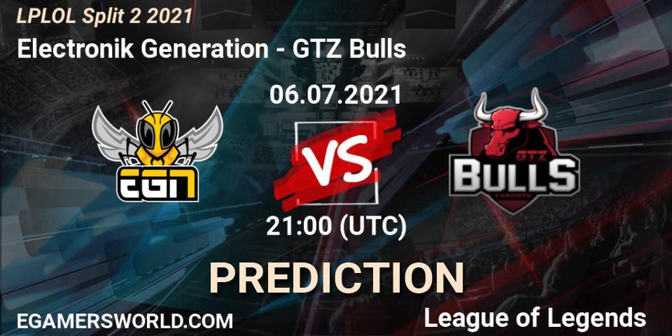 Electronik Generation - GTZ Bulls: ennuste. 06.07.2021 at 21:00, LoL, LPLOL Split 2 2021