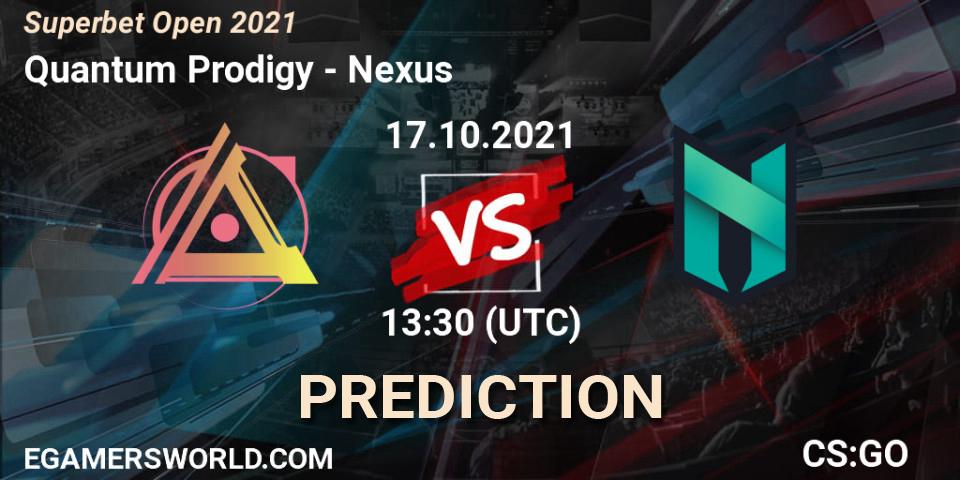 Quantum Prodigy - Nexus: ennuste. 17.10.2021 at 17:45, Counter-Strike (CS2), Superbet Open 2021