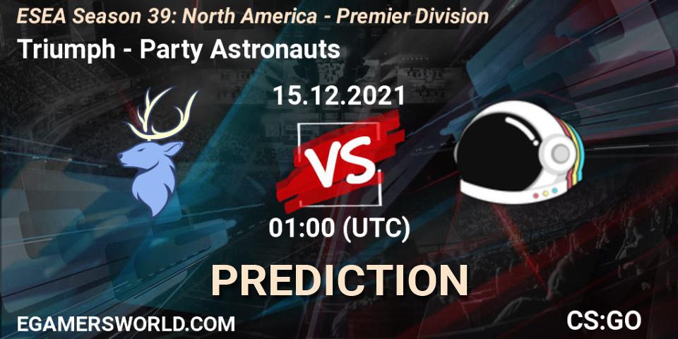 Triumph - Party Astronauts: ennuste. 15.12.21, CS2 (CS:GO), ESEA Season 39: North America - Premier Division