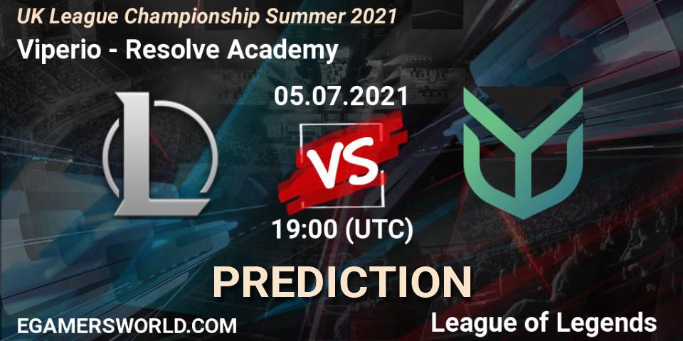 Viperio - Resolve Academy: ennuste. 05.07.2021 at 19:00, LoL, UK League Championship Summer 2021