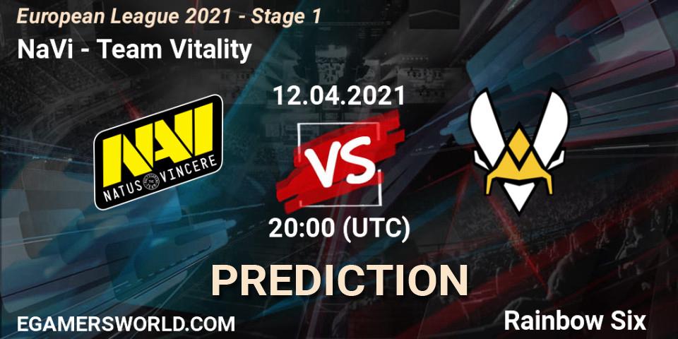NaVi - Team Vitality: ennuste. 12.04.2021 at 19:45, Rainbow Six, European League 2021 - Stage 1