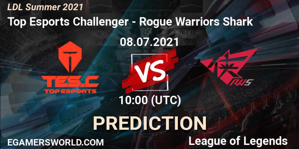Top Esports Challenger - Rogue Warriors Shark: ennuste. 08.07.2021 at 10:00, LoL, LDL Summer 2021