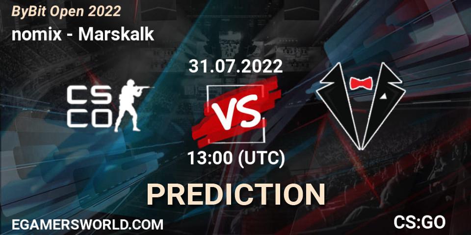 nomix - Marskalk: ennuste. 31.07.2022 at 13:00, Counter-Strike (CS2), Esportal Bybit Open 2022