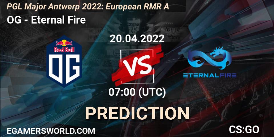 OG - Eternal Fire: ennuste. 20.04.2022 at 07:00, Counter-Strike (CS2), PGL Major Antwerp 2022: European RMR A