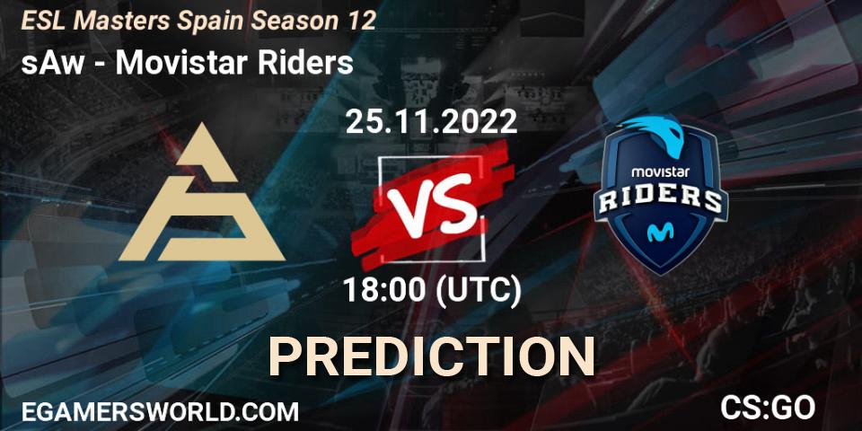 sAw - Movistar Riders: ennuste. 25.11.2022 at 18:00, Counter-Strike (CS2), ESL Masters España Season 12: Online Stage