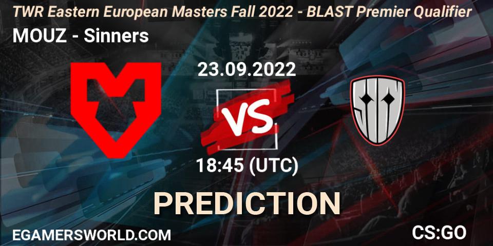 MOUZ - Sinners: ennuste. 23.09.2022 at 19:30, Counter-Strike (CS2), TWR Eastern European Masters: Fall 2022