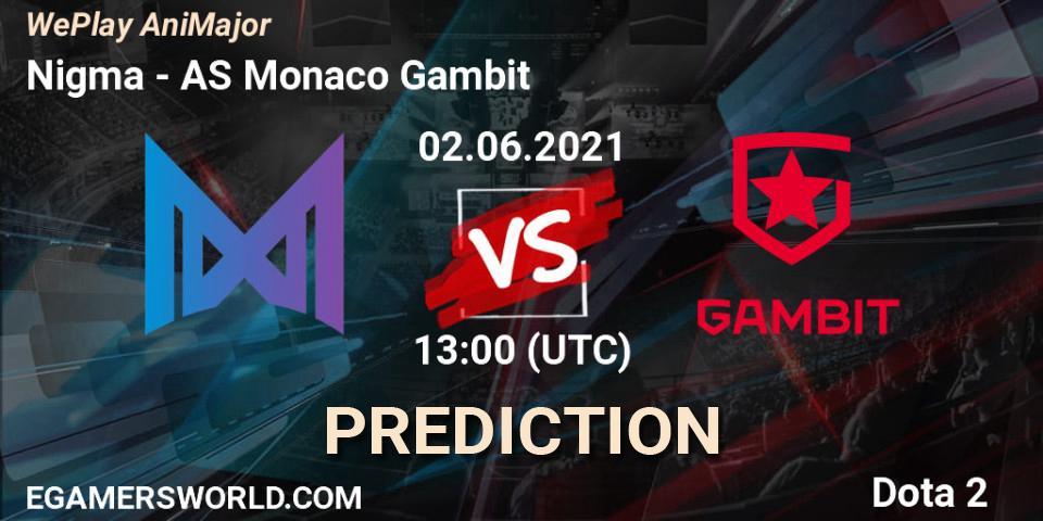 Nigma - AS Monaco Gambit: ennuste. 02.06.2021 at 14:02, Dota 2, WePlay AniMajor 2021