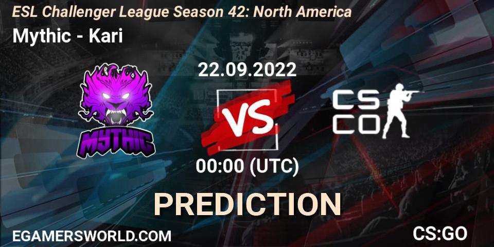 Mythic - kariESPORTS: ennuste. 22.09.2022 at 00:00, Counter-Strike (CS2), ESL Challenger League Season 42: North America