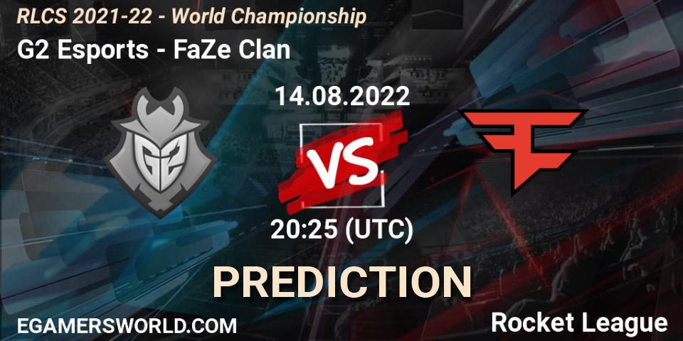 G2 Esports - FaZe Clan: ennuste. 14.08.2022 at 21:00, Rocket League, RLCS 2021-22 - World Championship