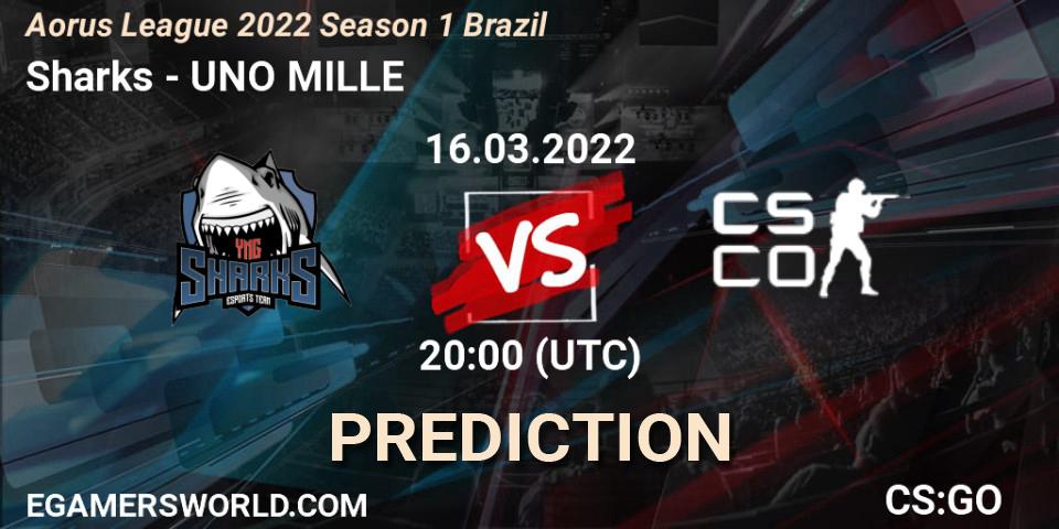 Sharks - UNO MILLE: ennuste. 16.03.2022 at 20:00, Counter-Strike (CS2), Aorus League 2022 Season 1 Brazil