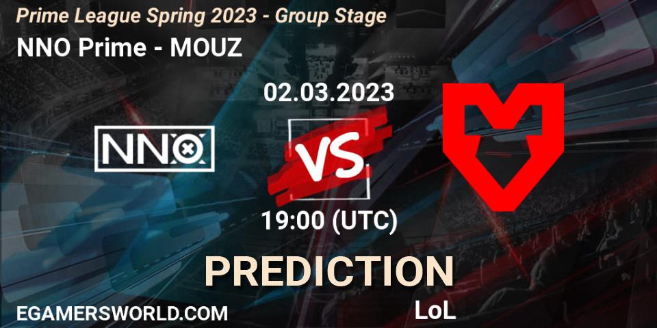 NNO Prime - MOUZ: ennuste. 02.03.2023 at 18:10, LoL, Prime League Spring 2023 - Group Stage
