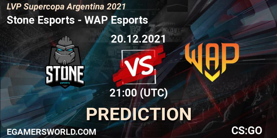 Stone Esports - WAP Esports: ennuste. 20.12.2021 at 21:00, Counter-Strike (CS2), LVP Supercopa Argentina 2021