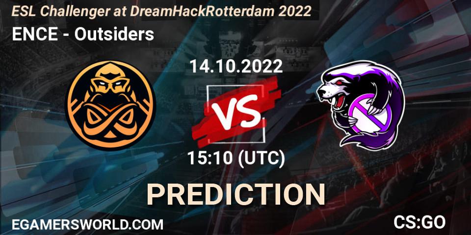 ENCE - Outsiders: ennuste. 14.10.22, CS2 (CS:GO), ESL Challenger at DreamHack Rotterdam 2022
