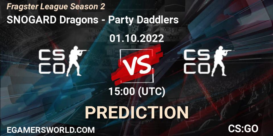 SNOGARD Dragons - PartyDaddlers: ennuste. 01.10.2022 at 15:10, Counter-Strike (CS2), Fragster League Season 2
