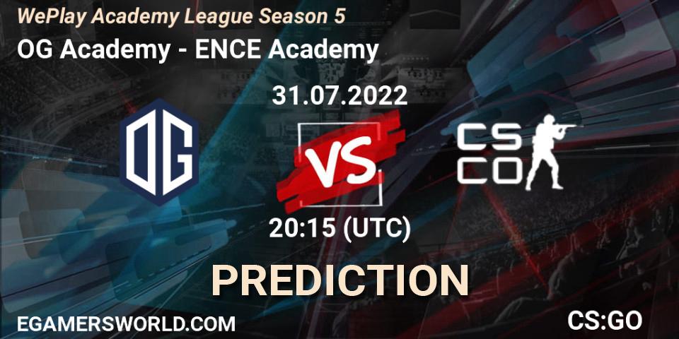 OG Academy - ENCE Academy: ennuste. 31.07.2022 at 18:30, Counter-Strike (CS2), WePlay Academy League Season 5