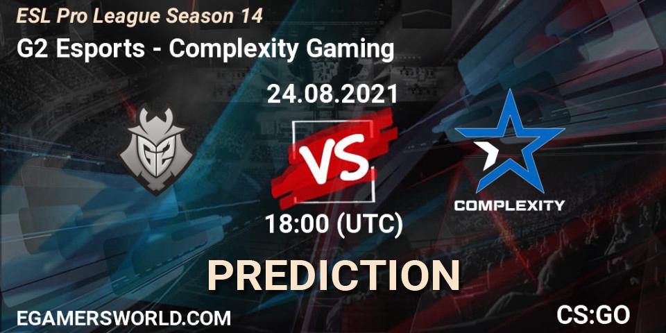 G2 Esports - Complexity Gaming: ennuste. 24.08.2021 at 18:50, Counter-Strike (CS2), ESL Pro League Season 14