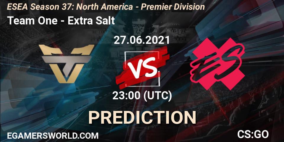 Team One - Extra Salt: ennuste. 27.06.2021 at 23:00, Counter-Strike (CS2), ESEA Season 37: North America - Premier Division